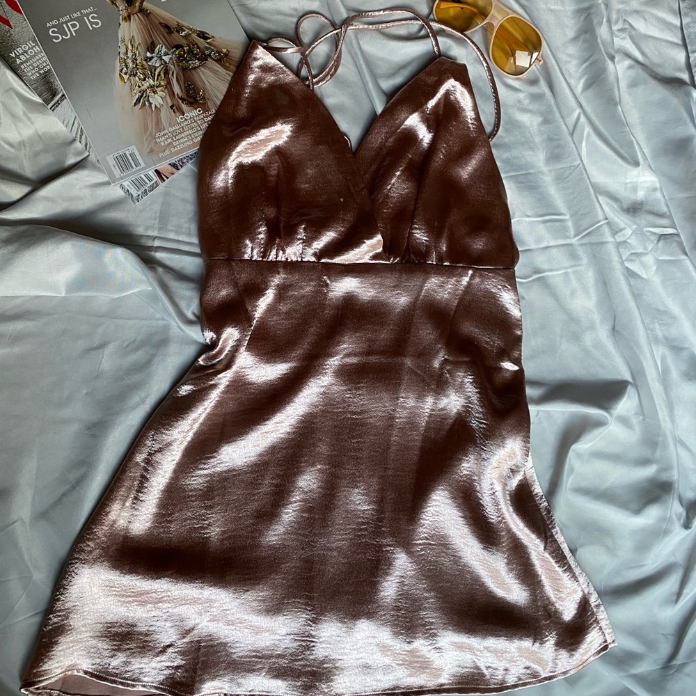Pink Satin Mini Dress